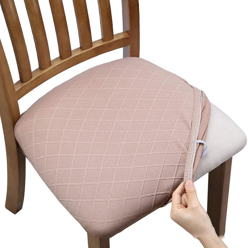 Seat Cover Office Household Hotel Elastic Jacquard Plaid Protective Cover Solid Color Thickened Chair Cover