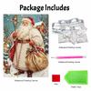 Christmas Santa Claus Pearl Painting with Frame 3D Sparkling Canvas Art Relaxing Craft for Bedroom Wall Decor and Holiday Gift
