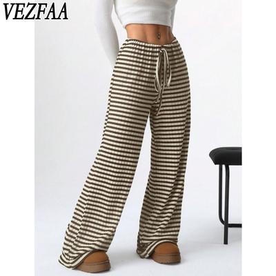 Γυναικεία μόδα Casual ριγέ παντελόνι ψηλόμεσο παντελόνι & Capris