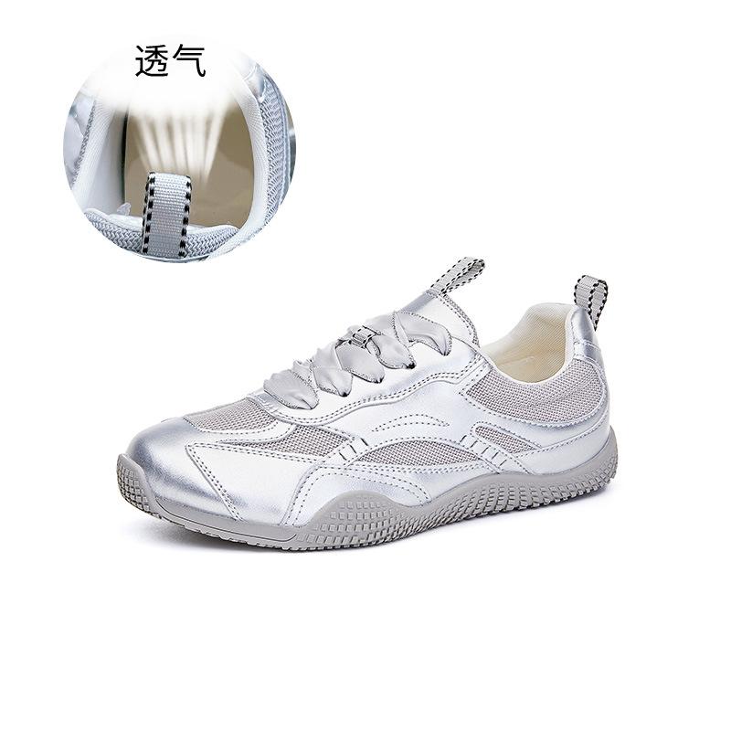 Leather Sneakers Women's 2025 New Summer Women's Shoes Flat-bottomed Breathable Forrest Gump Shoes Casual Versatile Ballet Training Shoes