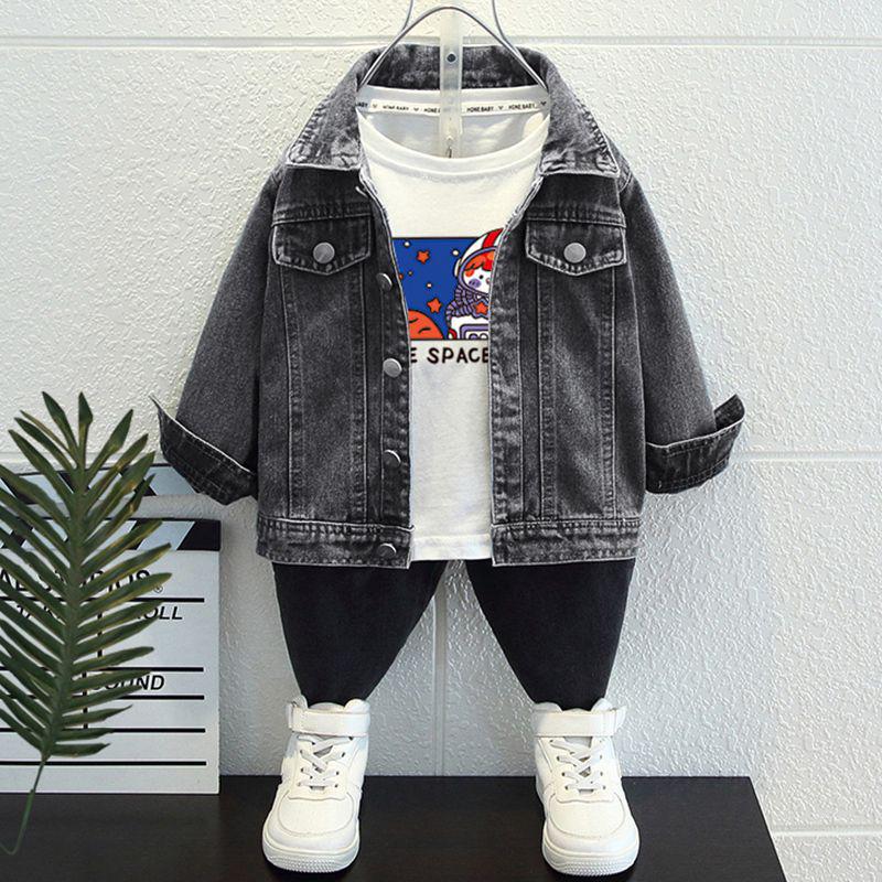 K-pop Monster Hunter Girls' Denim Jacket - Spring/Autumn Trendy Lapel for Medium/Large Kids