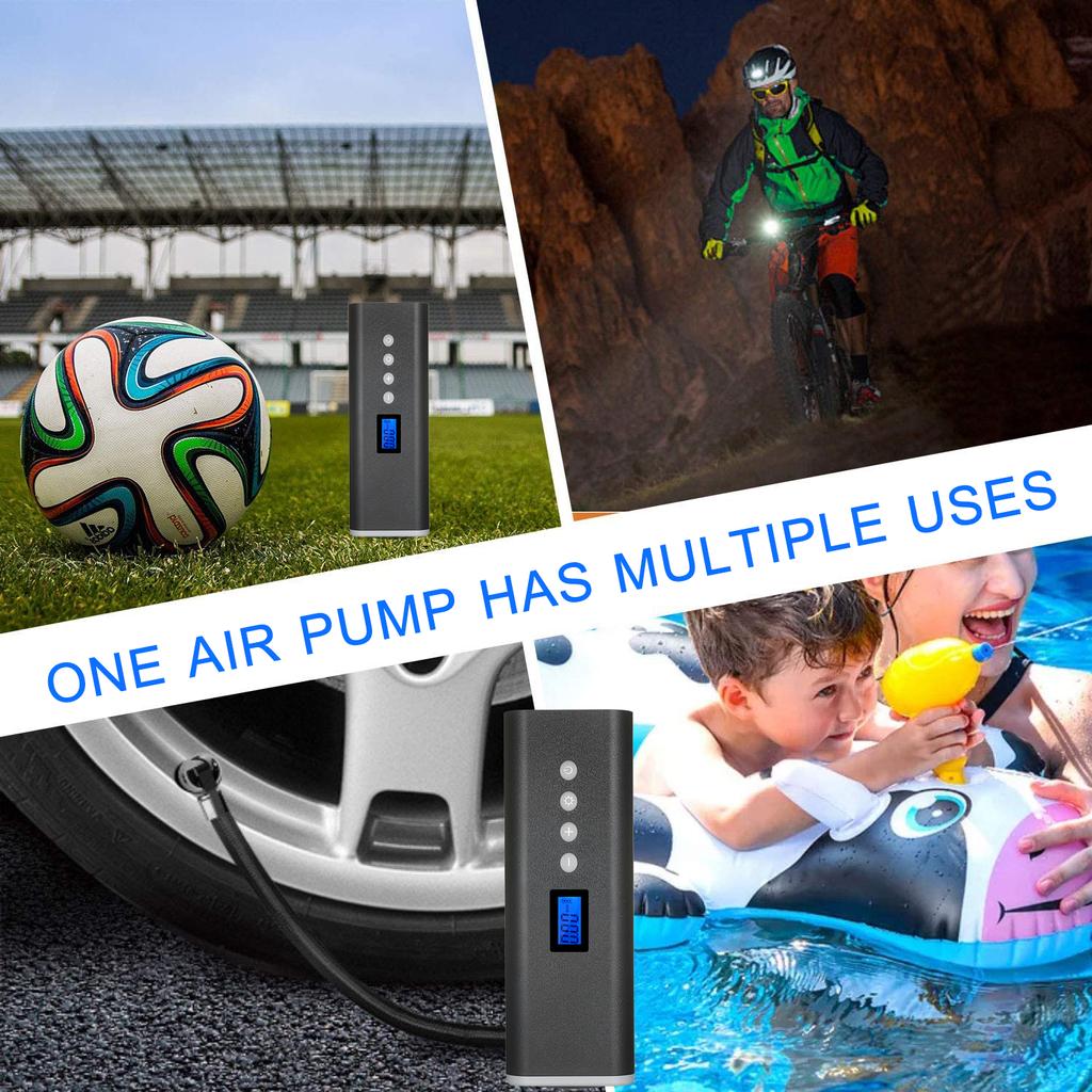 Gonfiatore per pneumatici portatile Compressore d'aria Pompa per pneumatici tenuta in mano 150PSI 2000mAh Display LCD con luce a LED