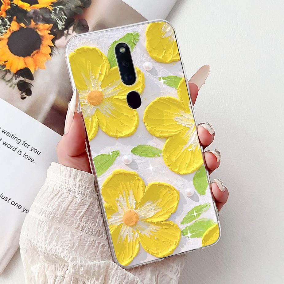 For Oppo F11 Case CPH1913 CPH1911 Colorful Flowers Painted Cover Soft Silicone Phone Case For Oppo F11 Pro F 11 OppoF11 Pro Bags