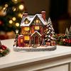 DIY Craft Ornaments Christmas Glowing House Ornament LED Wooden Tabletop Decor for Ornament Holiday Village Display Light Up Party Supplies
