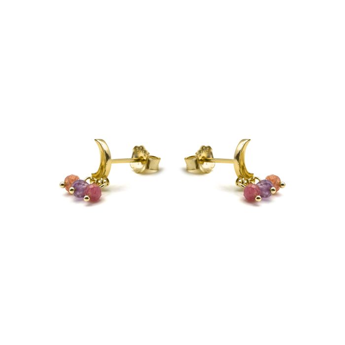 Boucles D'oreilles En Argent 925 Et Cristal Rose 18k - Linshu