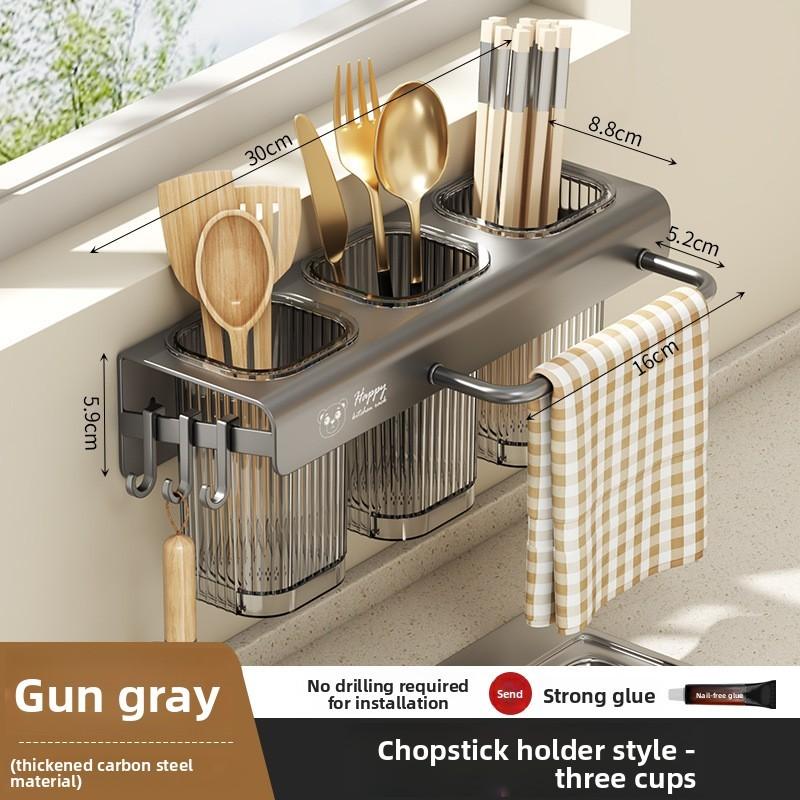 Kitchen Wall Mount Storage Rack With Multifunctional Storage For Home Use