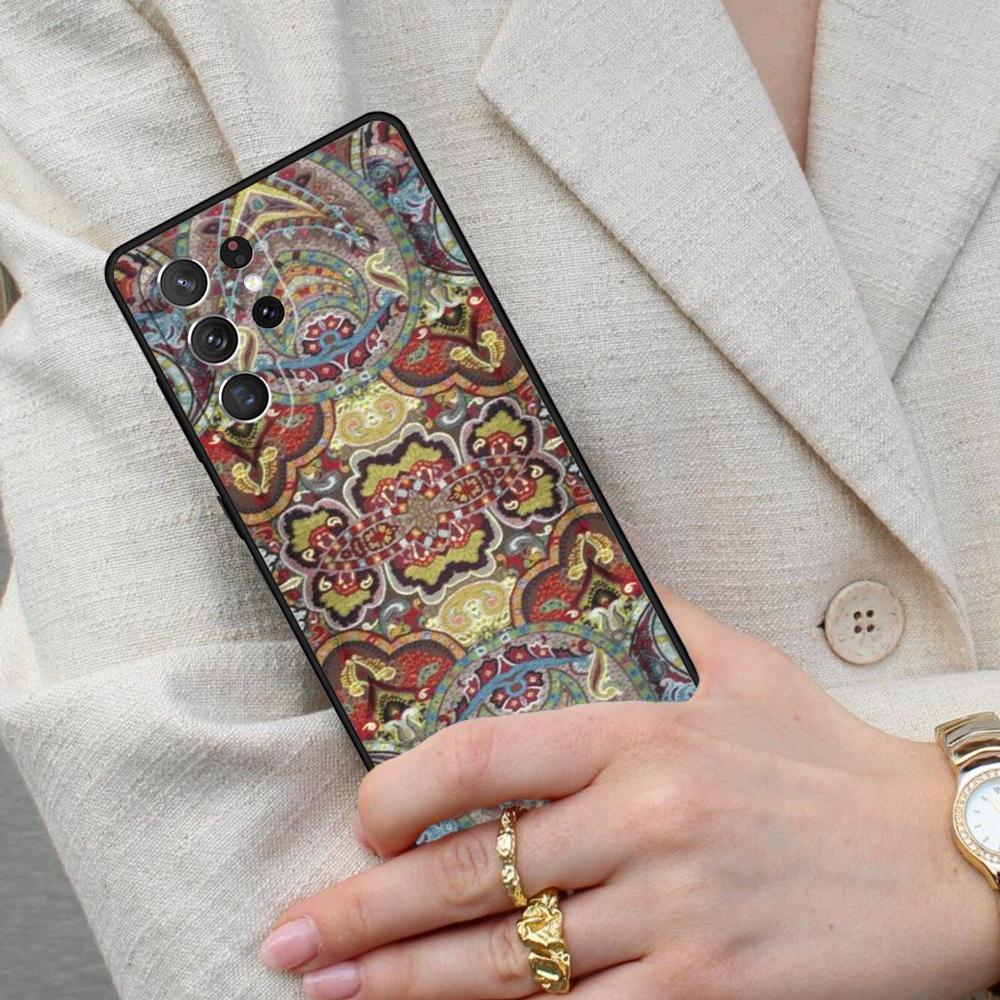 Persian Carpet Floral Pattern Cell Phone Case for Samsung Galaxy S26 Ultra S25 S24 S23 S22 S21 S20 Note10 Cover
