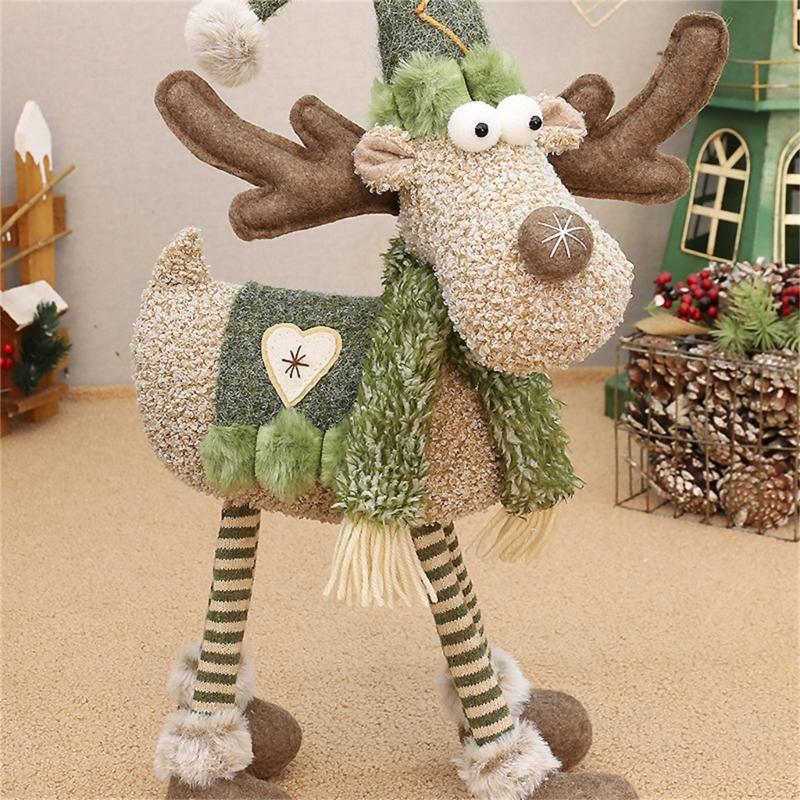 Plush Deer Doll Ornament 21.7Inch High Elk Figure Christmas Decoration For Mantles Shelf Desk Display Home Decoration