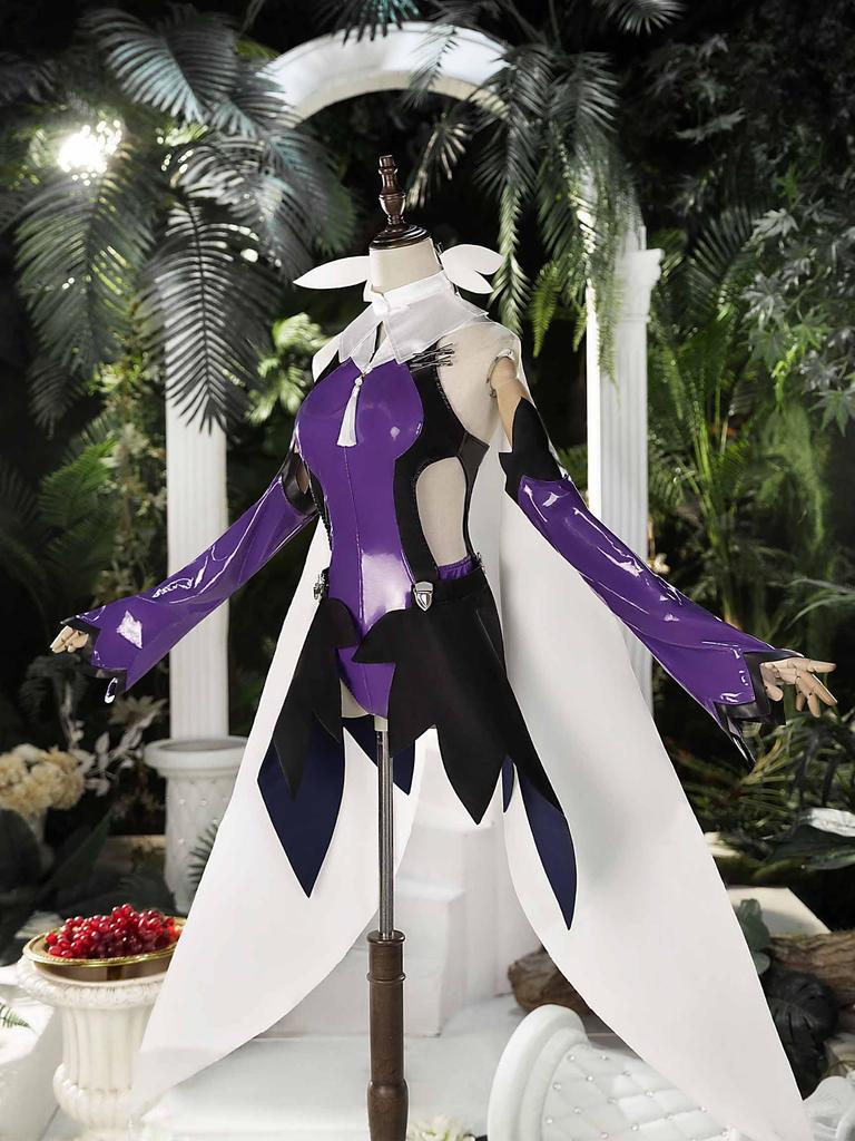 Miccostumes Erwachsenes Magical Girl Anime Spiel Ärmelloser Body und Trikot Outfit Niedliches und Moe Cosplay Kostüm für und Foto Lila Damen Set,