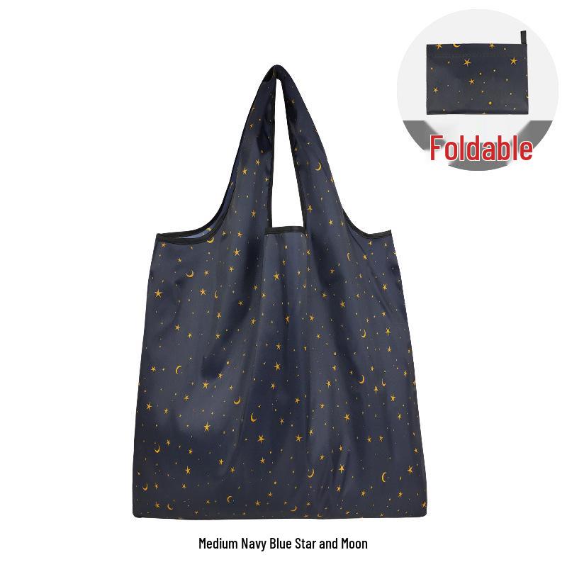 Medium Foldable 210D Oxford Cloth Shopping Bag, Convertible to Shoulder or Handbag, Ideal for Groceries and Camping