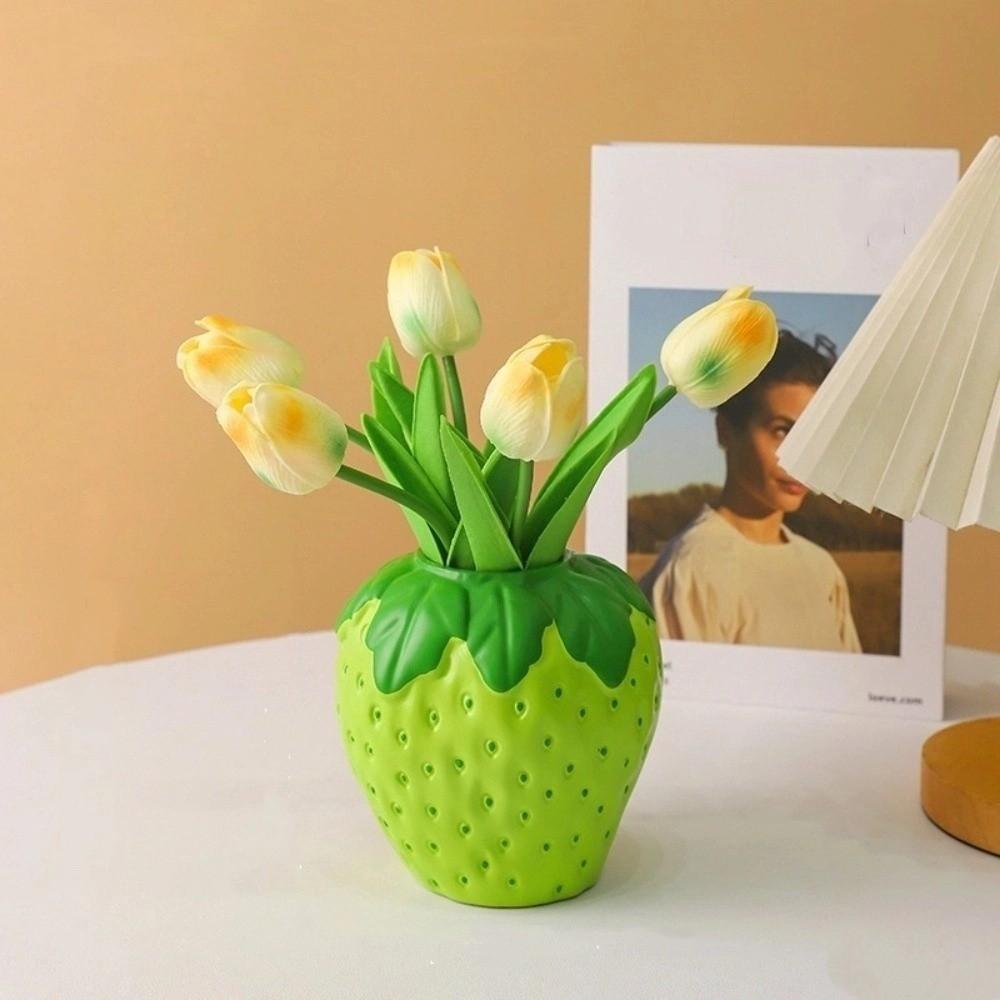Pot de fleurs en résine Composition florale Vase Fraise Pots de fruits mignons Bureau