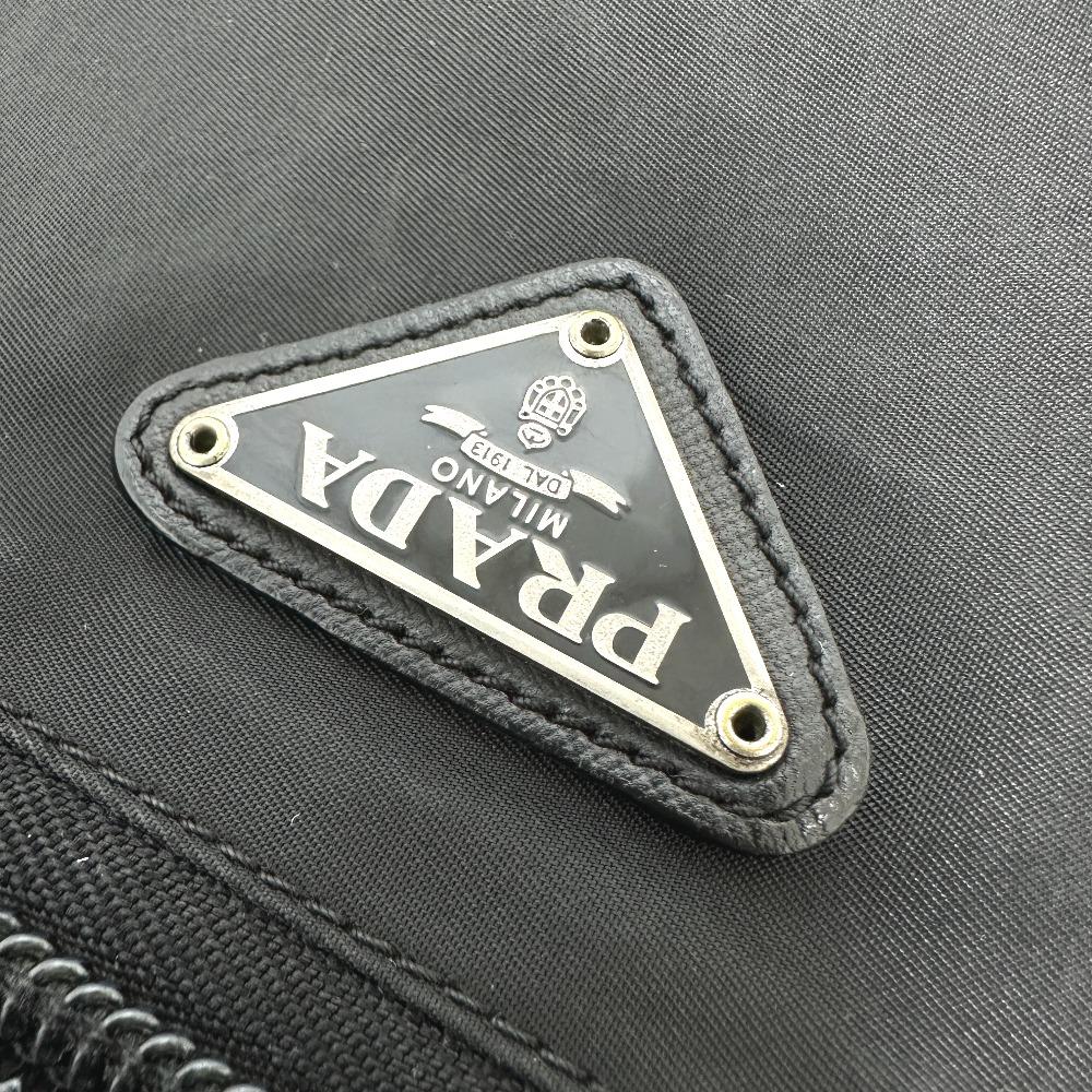 PRADA V147S triangle plate 2WAY Shoulder Bag Briefcase Business bag Nylon Black