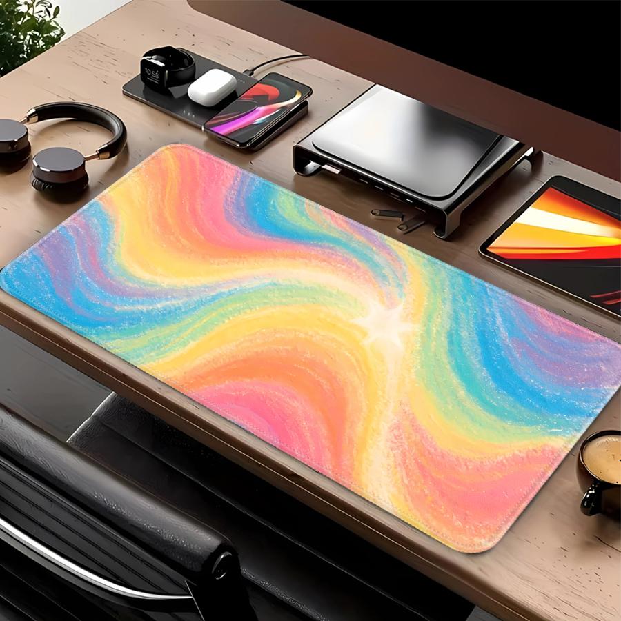 

Anti slip Mouse Pad Game Console Pad Computer Laptop Pad Desk accessories Keyboard Mouse Pad office Pad Pastel Rainbow Gradient 220x180x2mm