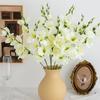 55CM White Silk Long Stem Artificial Moth Orchid Flowers for Vase Wedding Center Decorations Home Dining Table Party Decoration