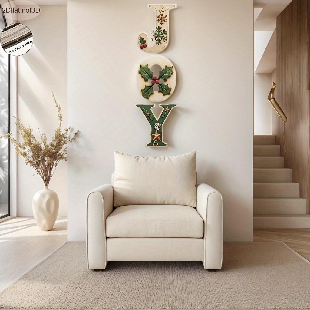 Wooden Wall Decor Christmas Wreaths-For Front Door,"JOY" Slogan,Indoor and Outdoor Use-Rustic Holiday Décor,Living Room Kitchen