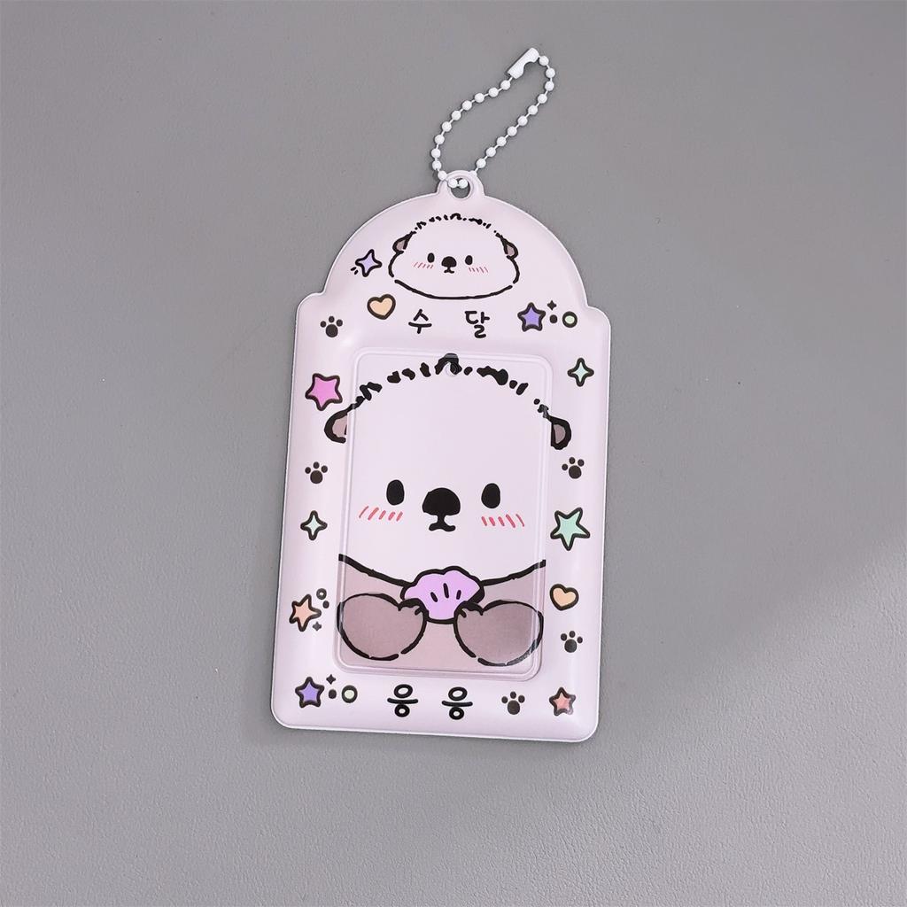 Cute Animal Photocard Holder K-Pop Idol Photo Card Sleeves With Keychain Id Badge Holder Card Protector Anime Game Peripheral Set