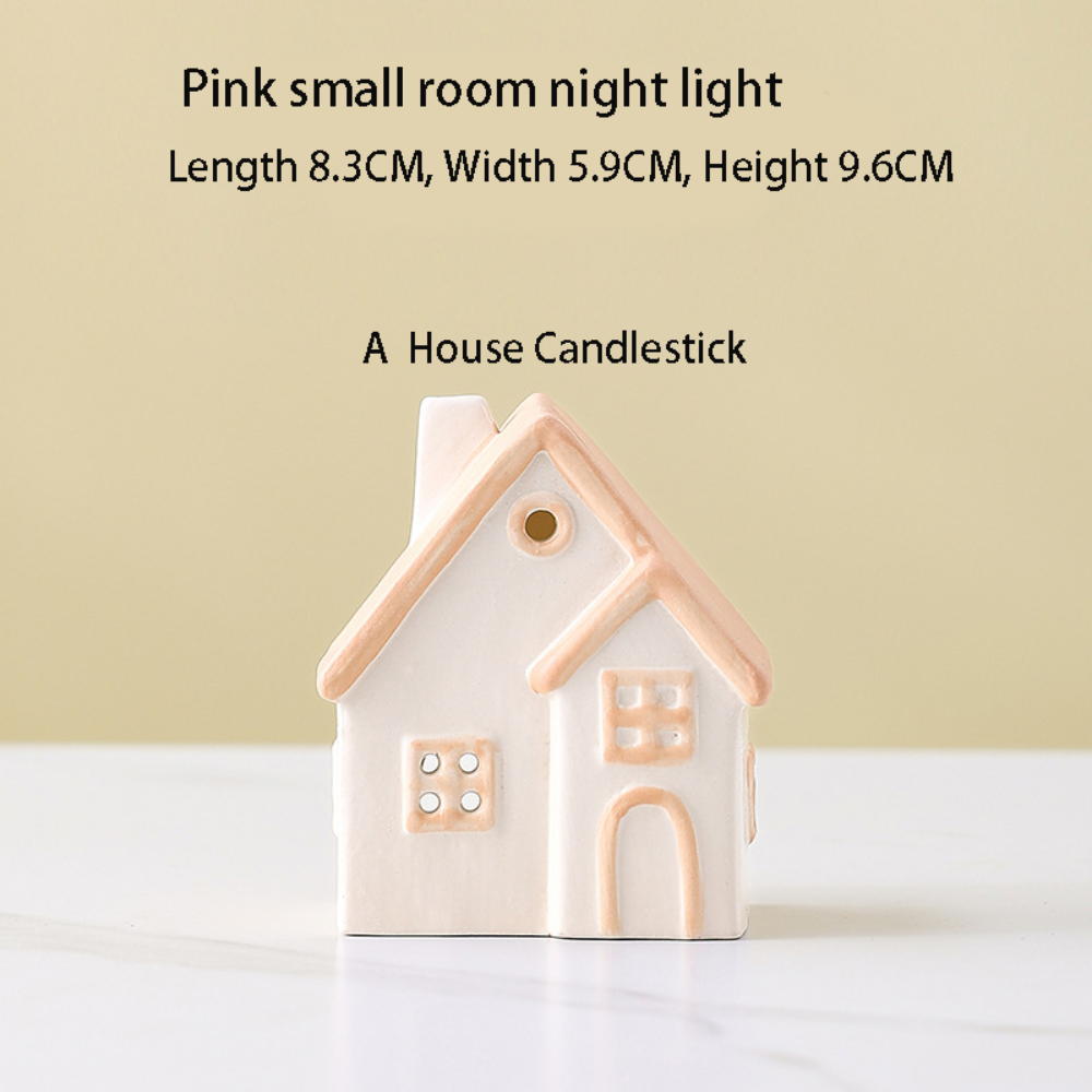 Керамический полый подсвечник в виде маленького домика, праздничный ночник, подставка для свечи, настольное украшение 1Pc