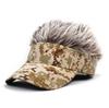 Men Baseball Cap With Spiked Hairs Wig Unisex Fake Wigs Hip Hop Urban Street Style Sunhat Outdoor Army Green Camouflage Print Jungle Sunshade Visor