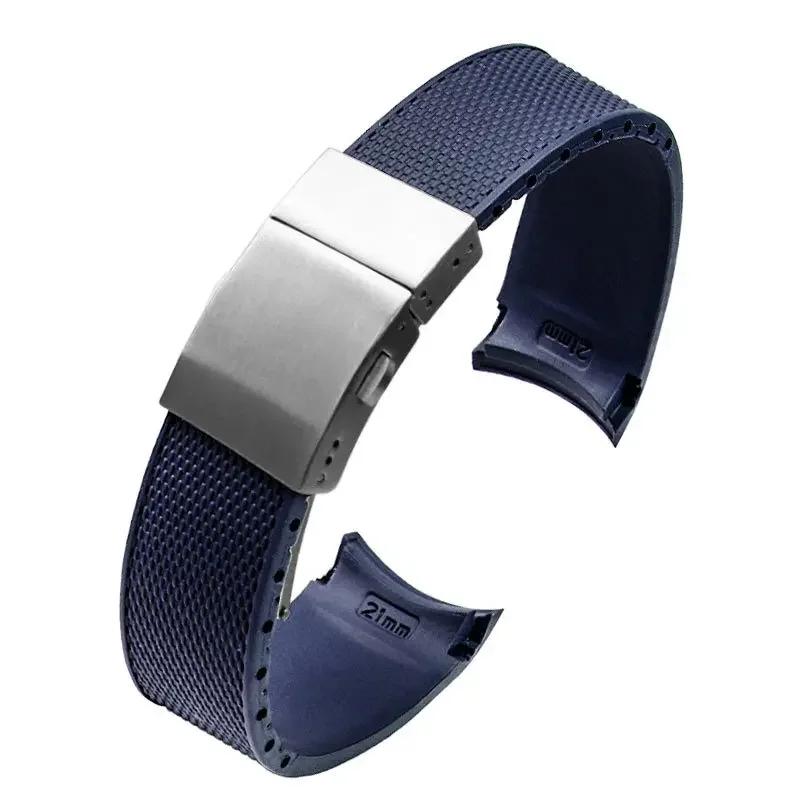 Rubber Silicone Watch Strap Waterproof Watchband for Longines Strap for Conquest HydroConquest L3.742 782 Series 21mm