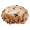 Double Layer Satin PVC Waterproof Reusable Shower Cap with Bow for Women Suitable Shower, Bath,