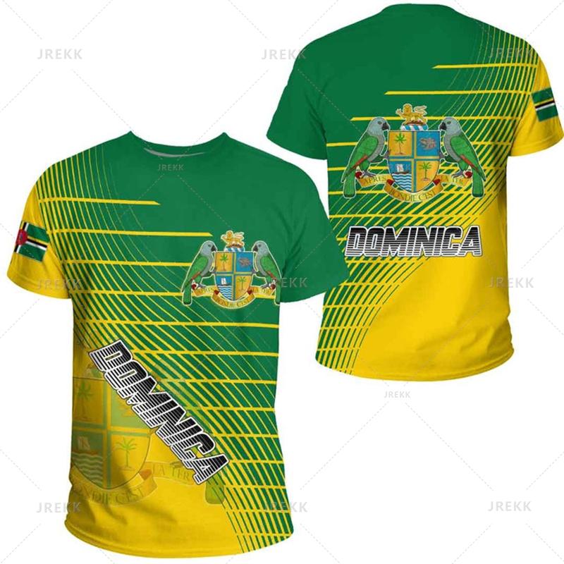 Dominica Coat Of Arms 3D Printing T Shirt The Commonwealth Of Dominica Flag Map Graphic Tee Shirts Casual Mens Clothing T-shirts