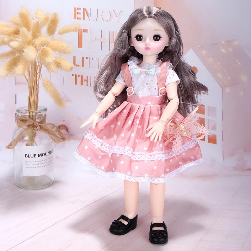 Mini muñeca articulada móvil de 30CM para niñas, juguete 3D con ojos grandes, trajes completos de princesa, colección de vestidos, regalo para niños