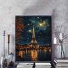 Eiffel Tower Full Diamond Painting Set, 5D Starry Sky Diamond Cross Stitch Craft, DIY Rhinestone Crafts Decoration Home Wall Mural Gift