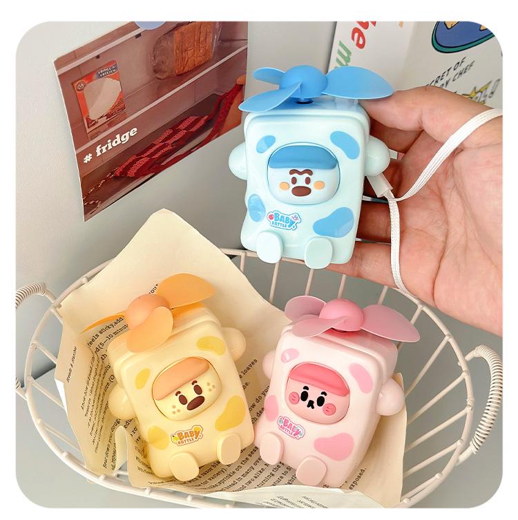 Cartoon Milk Dumpling Style Mini Rechargeable Handheld Fan for Kids - Portable Summer Cooling Outdoor Fan