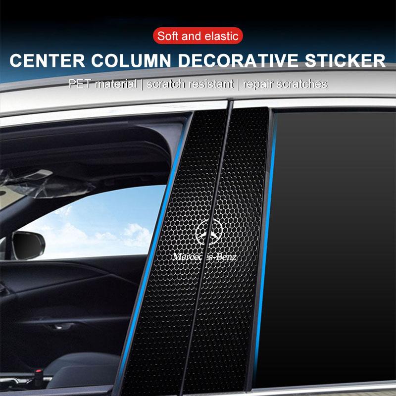 Car Emblem Center Pillar Sticker Auto Door Decorative Stickers For Mercedes Benz AMG W212 W205 W246 W177 W176 W213 GLC GLE GLS ML Welcome Laser Lamp