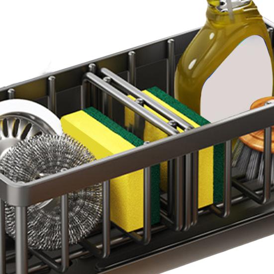 מחזיק ספוג לכיור מטבח עמיד בפני חלודה עמיד בפני קורוזיה מחזיק מברשת ארגונית לכיור מטבח עם פיית ניקוז אוטומטי