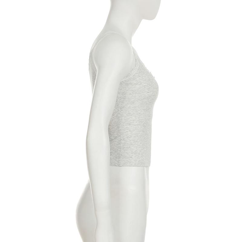 Skinny Lace Patchwork Strap Cropped Tops Women Summer Sexy Mini With Bow Camisole Holiday Beach Basic Clothes