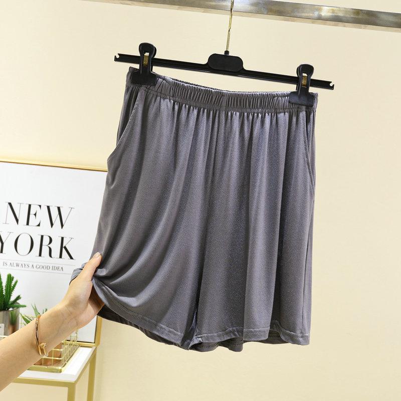 

Свободные пижамные шорты из модала с карманами, лето 2023 г. — легкие, не пропускающие влагу, большого размера. One Size темно-серого