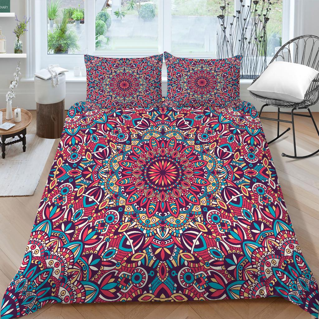 3D Bohemian Printed Bedding Single Double Bed Full Size Tropical Pattern Pillowcase and Quilt Cover Comfortable Home Decoration
