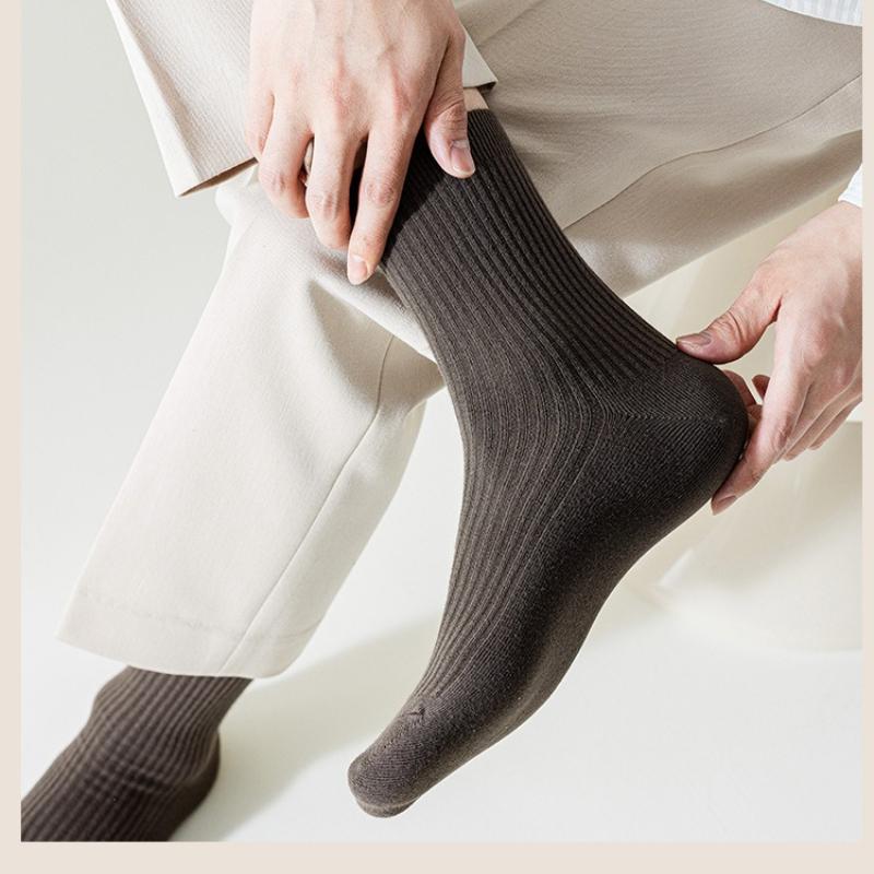 5Pairs Cotton Snow Socks Autumn Winter Middle Tube Thick Vertical Straight Board Plush Warmth Floor Sock