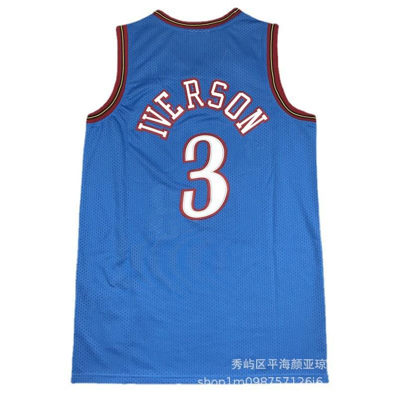 Philadelphia 76ers 3 Allen Iverson Authentic Stitched Mesh Basketball Jersey Men Women Adult Wear