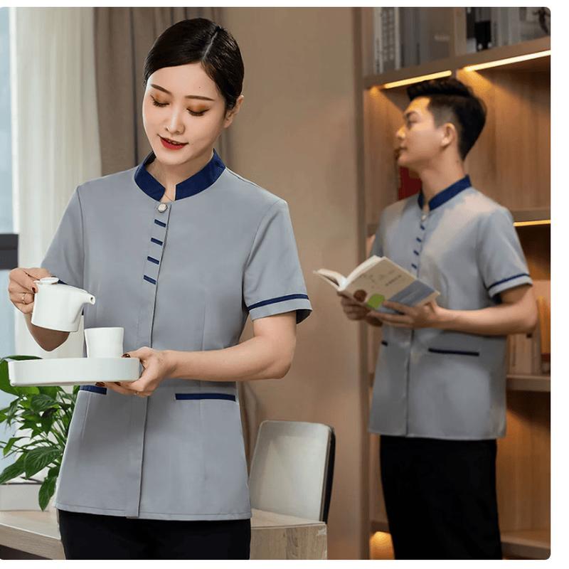 Qidingbao Women s Hotel Housekeeping Summer Cleaning Uniform 2XL