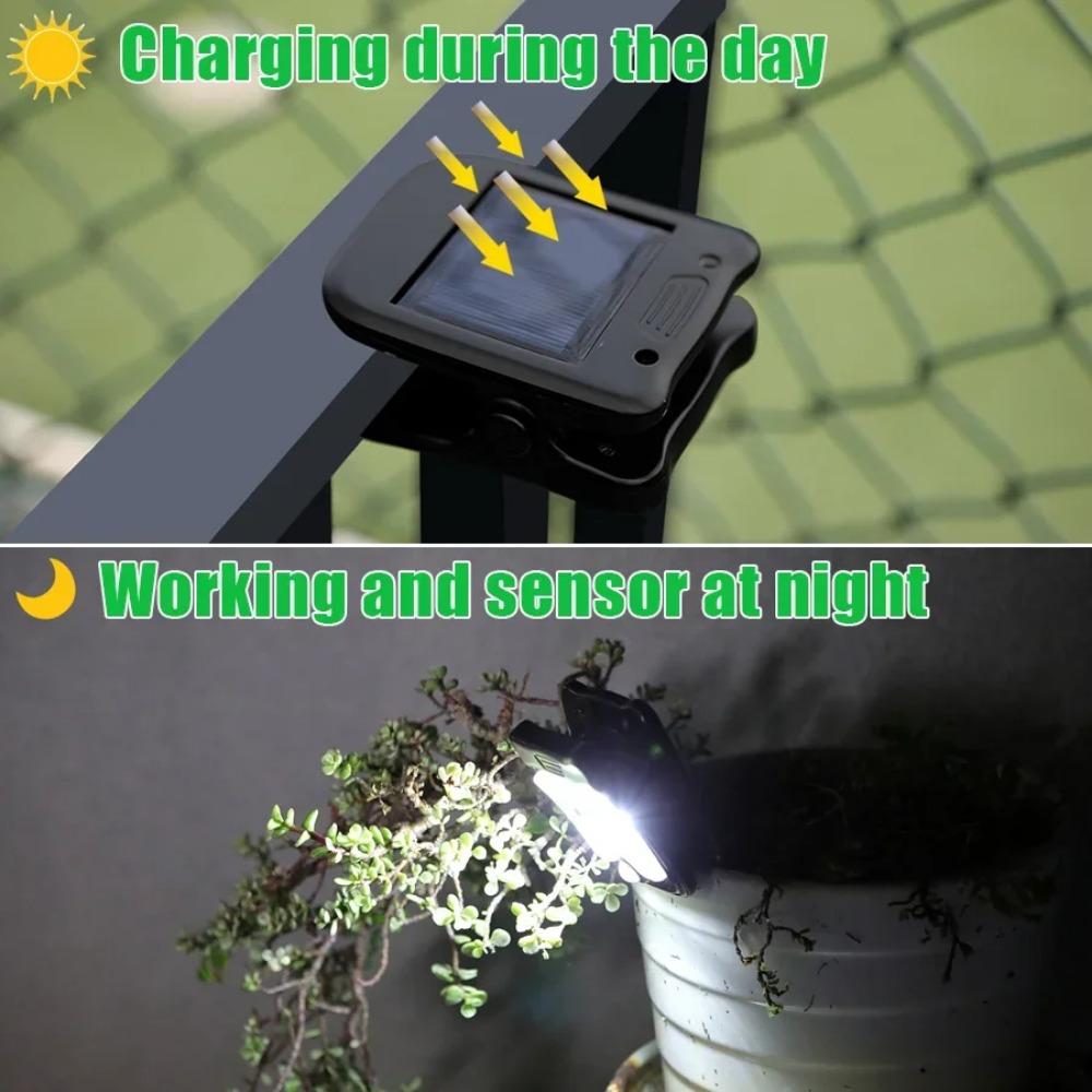 Mini LED Solar Garten Außenleuchten Klemmenleuchte Wasserdicht Bewegungssensor Campinglampe Wiederaufladbar für Landschaft Wanddekoration