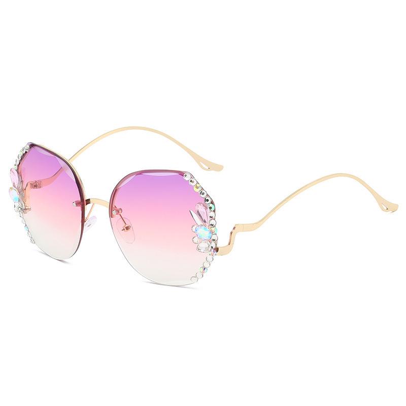 2025 Fashion Rimless Sunglasses with Rhinestone Diamond Inlay
