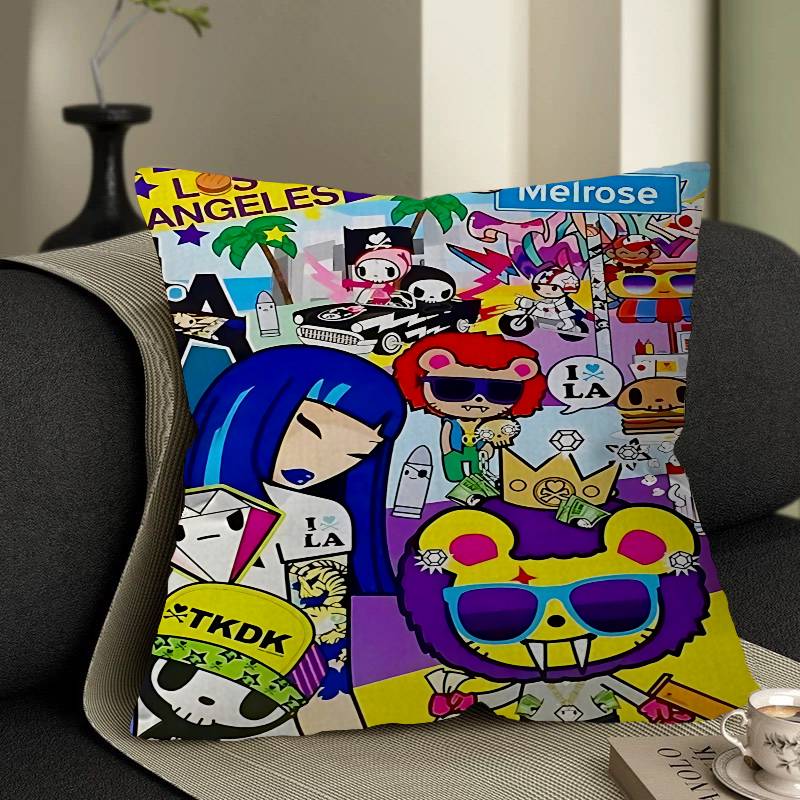 Cartoon Art Kawaii townTokidokiinside Cushion Cover Inches Farmhouse Decor Home Throw Pillow Covers for Couch Decorations