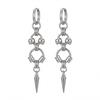 Gothic Intertwined Chain Spike Cone Dangle Stainless Steel Long Rivet Tassel Huggie Earrings Punk Ear Jewelry for Men Women