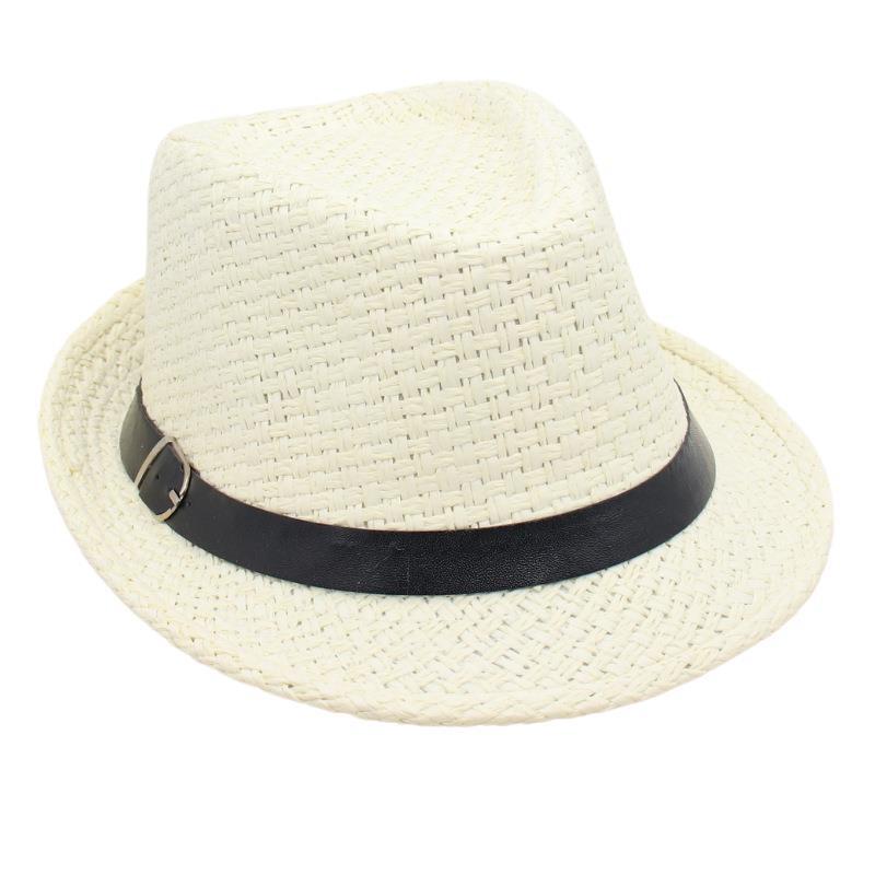 Spring And Summer Vacation Straw Hat Short Brim Visor Jazz Hat Men'S And Women'S Belt Buckle Beach Hat Hand-Woven Cool Hat