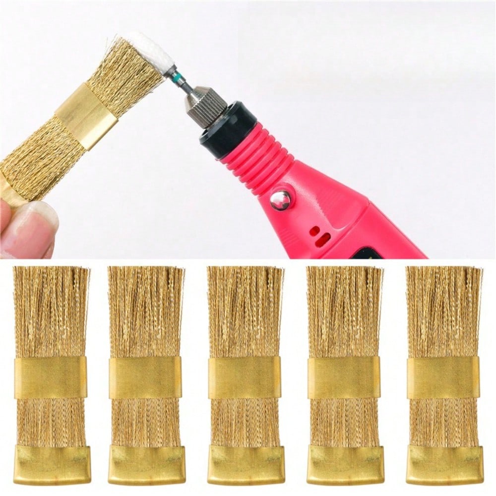 1 Stück Nagellack-Bits Reinigungsbürste Goldene Farbe Kupferdraht Bohrer Reinigungsbürste Maniküre Zubehör