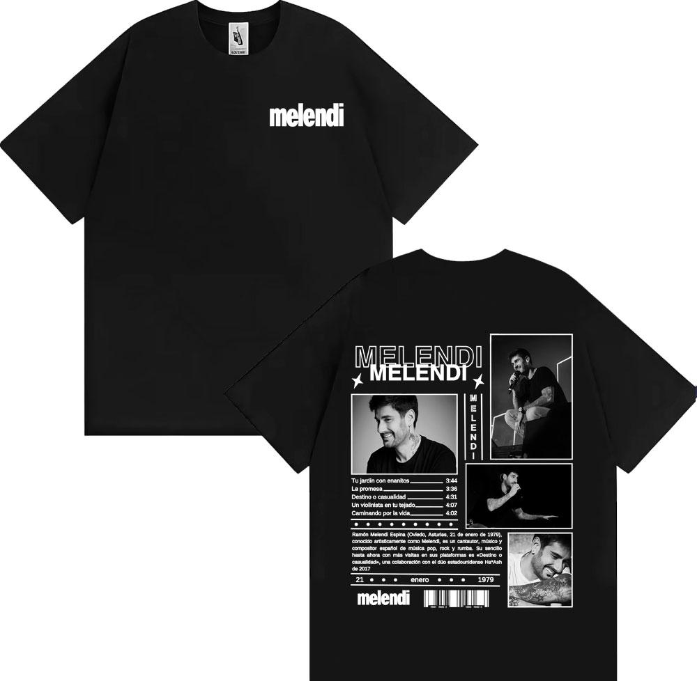 Rapper Melendi Album Tour 2025 Cover Print T Shirts for Men Harajuku Hip Hop Streetwear T-shirt High Quality 100% Cotton T Shirt