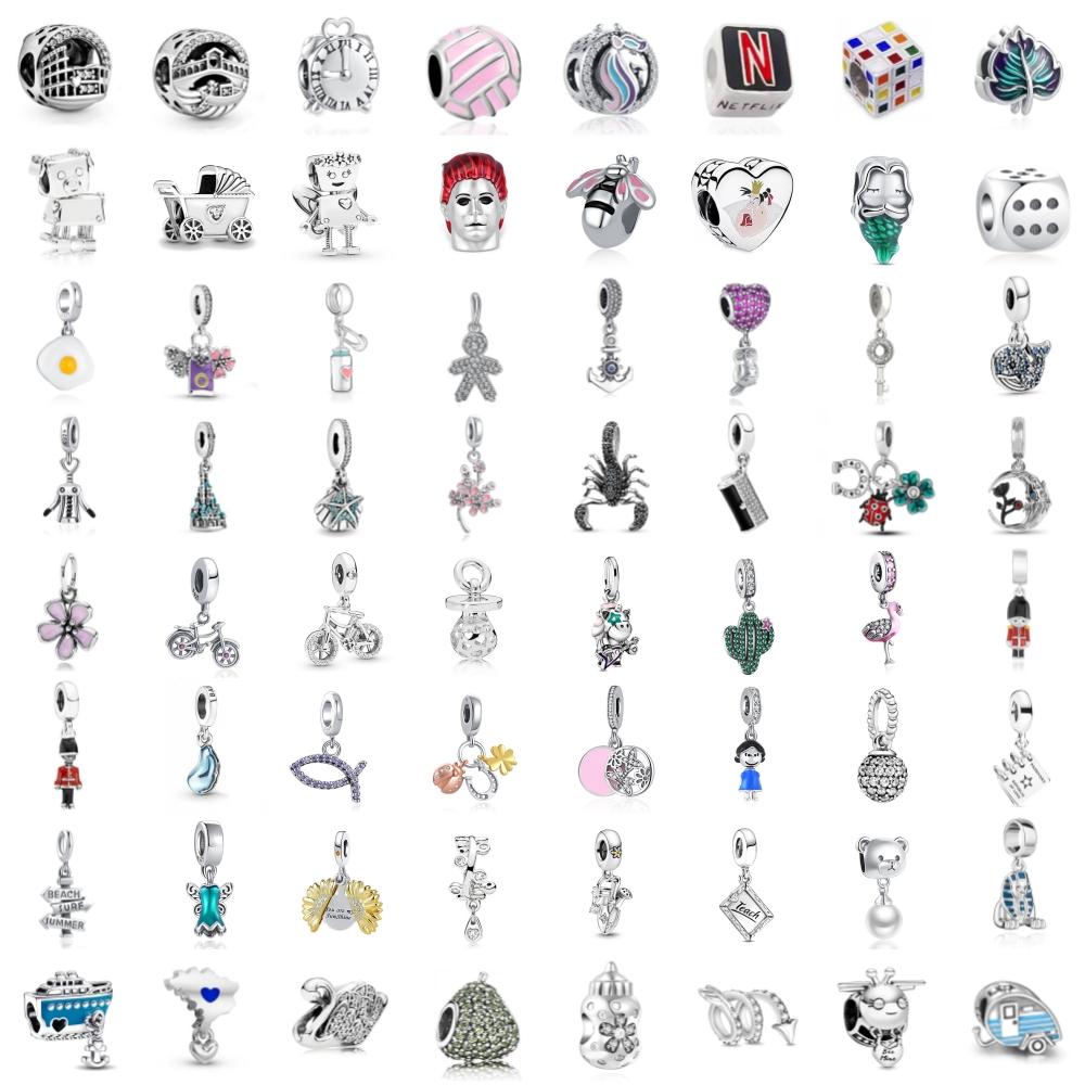 New  Copper Dice Bicycle Stroller Swan Pendants Charms Beads Fit Original Bracelet Accessories Diy Jewelry For Women