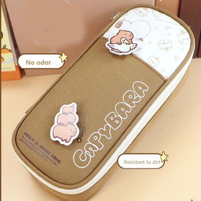 Large Capacity Capybara Pen Bag Durable Cartoon Pencil Pouch Capybara Stationery Bag  Students