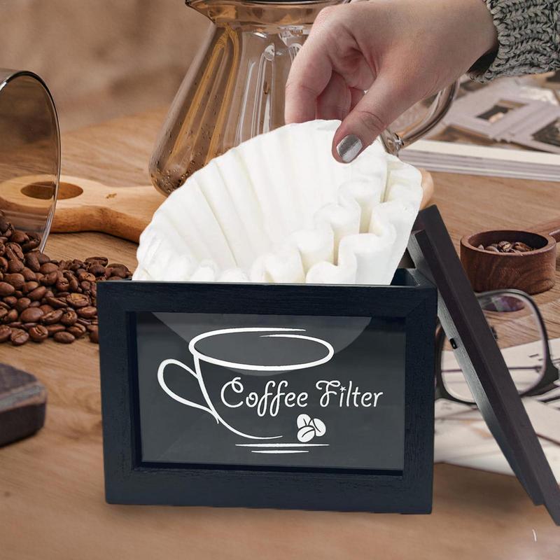 

Coffee Filter Holder Rustic Farmhouse Cone Coffee Filter Storage Box With Lid Square Coffee Filter Container For Counter Coffee United States