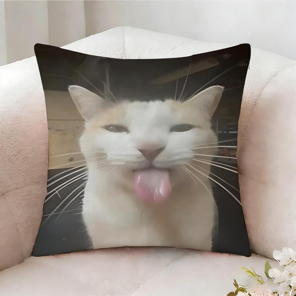 Cat Funny MEME Pillow Case Pillowcase Doublesided Printed Sofa Cushion Bedroom Headboard Pillow