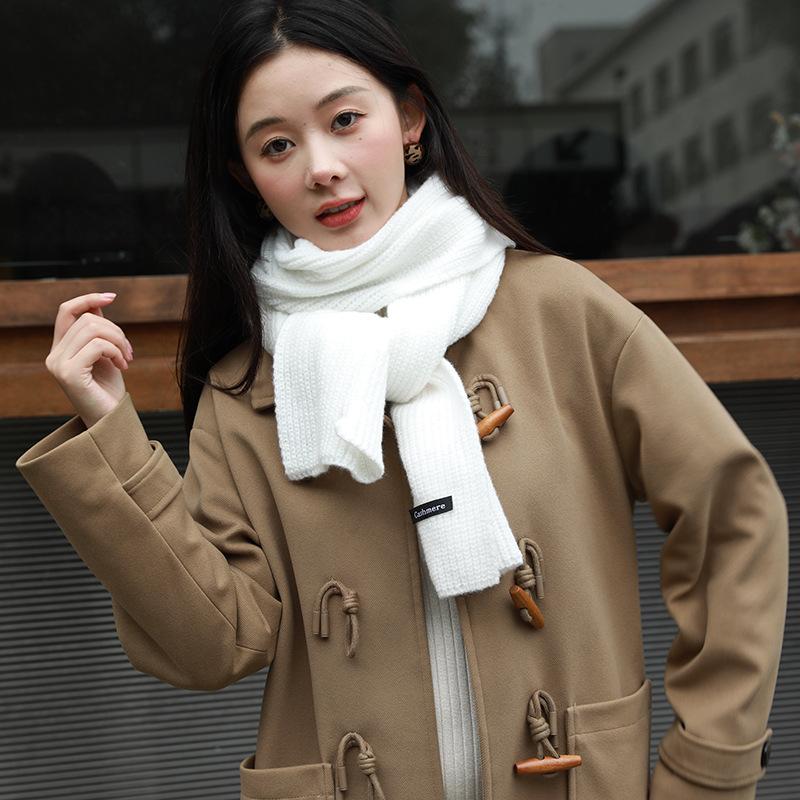 New Solid Color Knitted Scarf for Women, Fashionable and Simple In Autumn and Winter, High-end Warm Student Short Scarf
