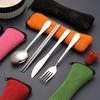 Stainless Steel Cutlery Set: Knife, Fork, Spoon & Chopsticks - Portable 4-Piece Set for Students, Travel, & Gifts