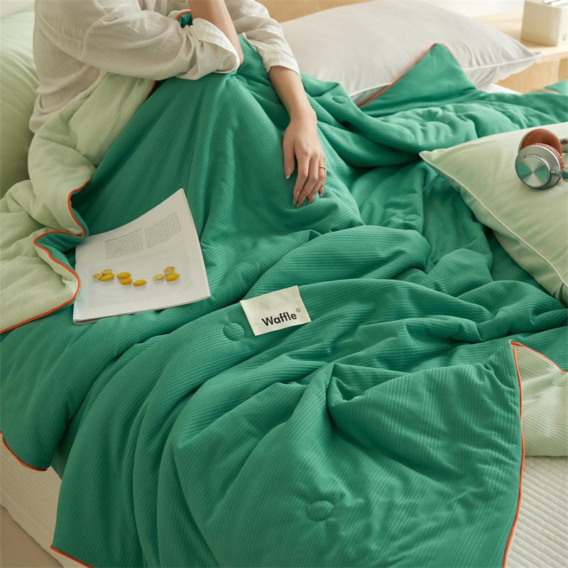 New Waffle Patterned Cool Feeling Summer Comforter Single PackSkin-friendly Soft Breathable and lightweightMachine Washable